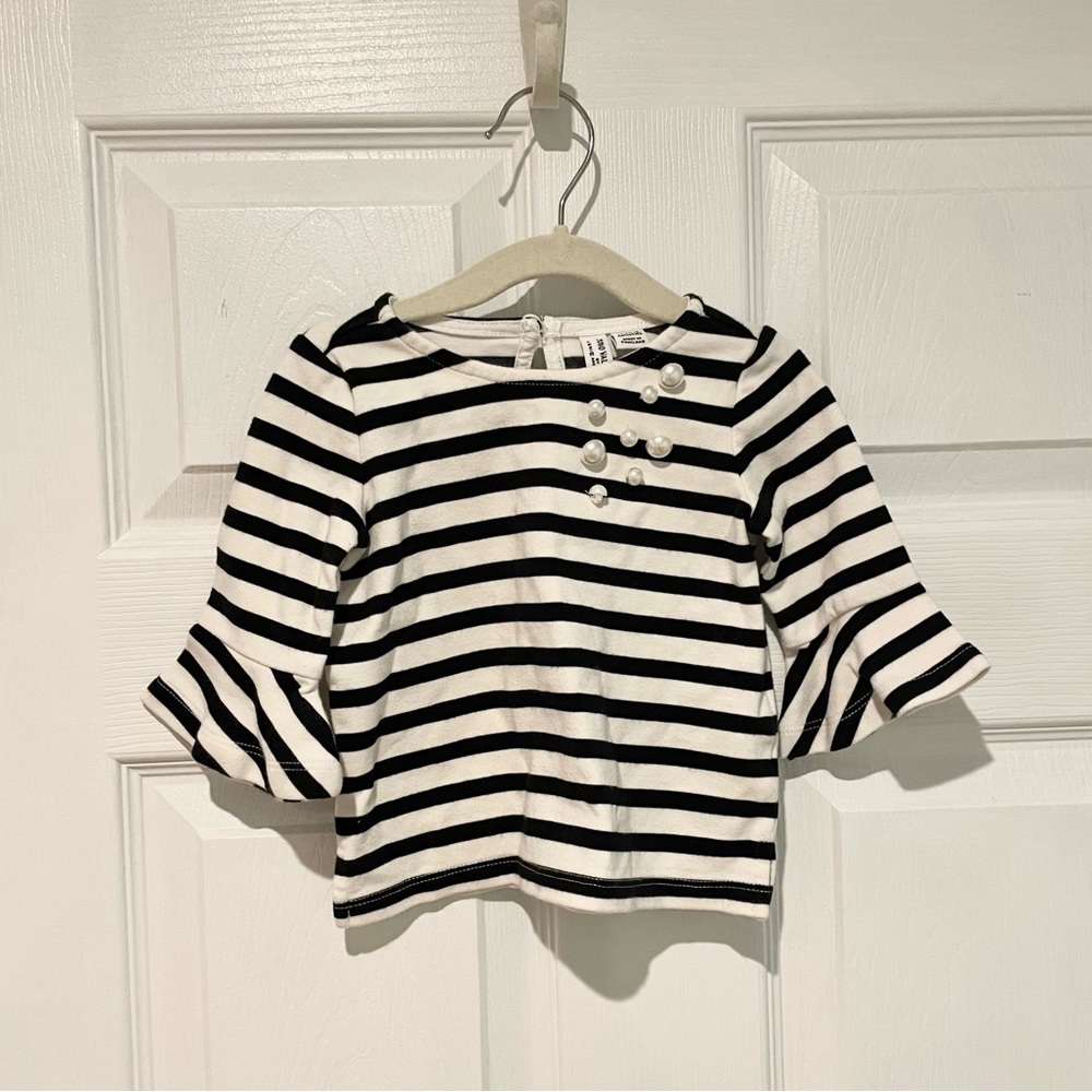 Janie and Jack Bell sleeve striped blouse